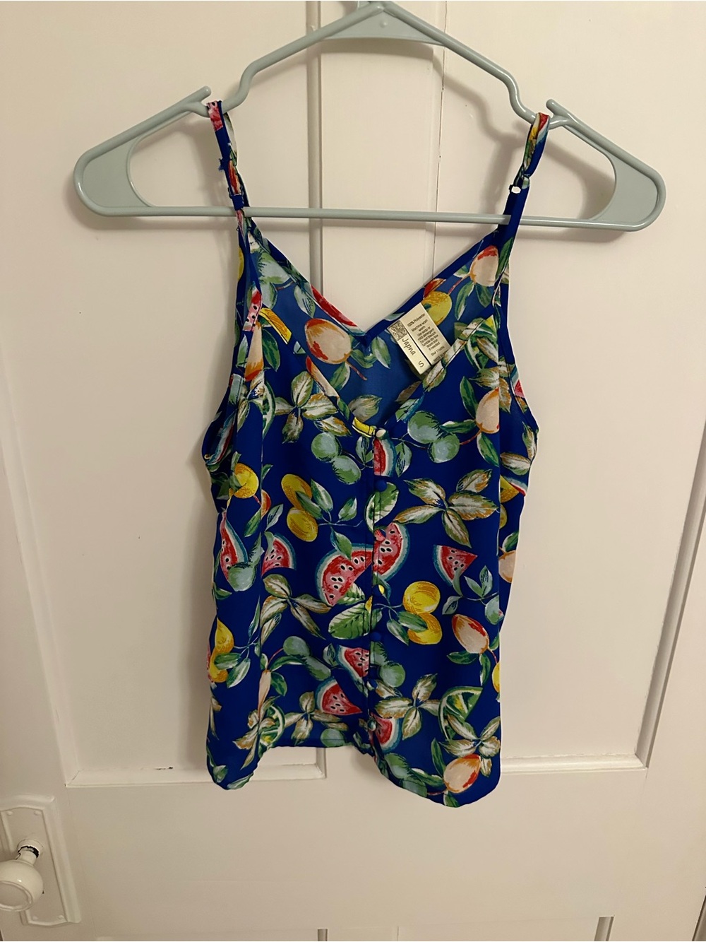 Japna Blue Tropical Fruit Print Cami Tank Top